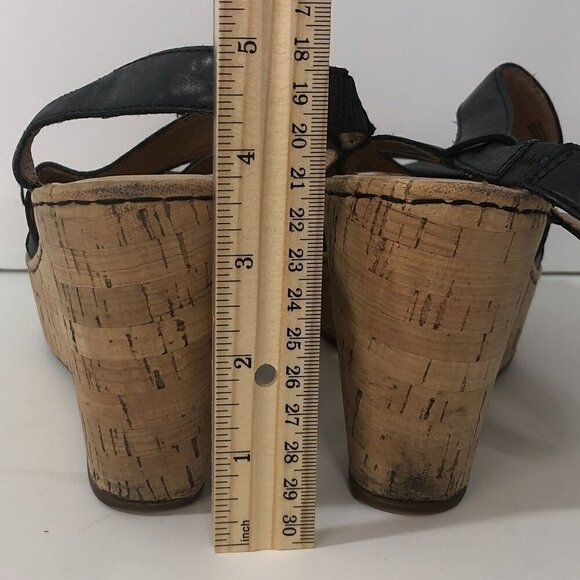 BORN Sandals Women's Size 10 Black Wedge Open Toe Shoes CQL12 883603 - Picture 7 of 12